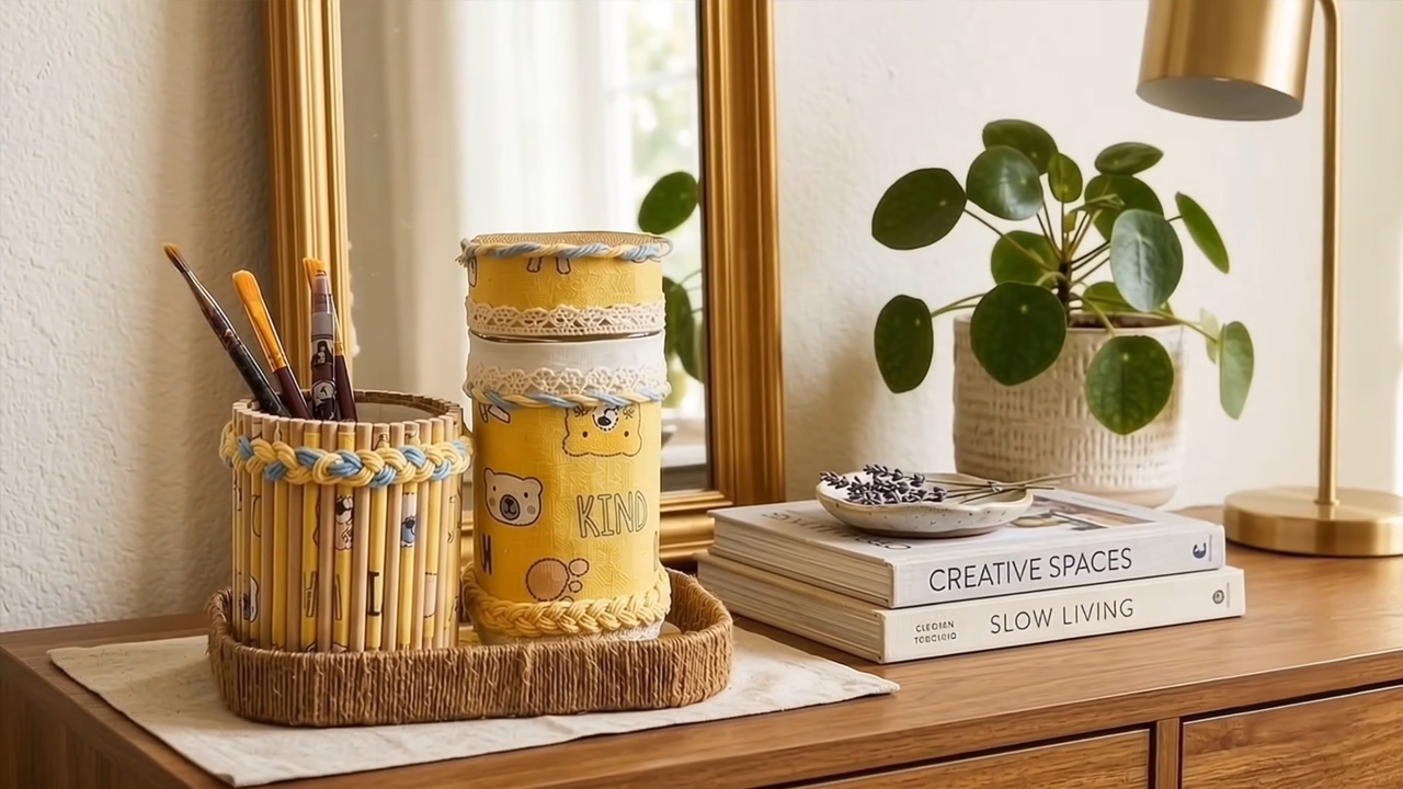 Turn Simple Old Coffee Cans Become Colorful DIY Pencil Holders