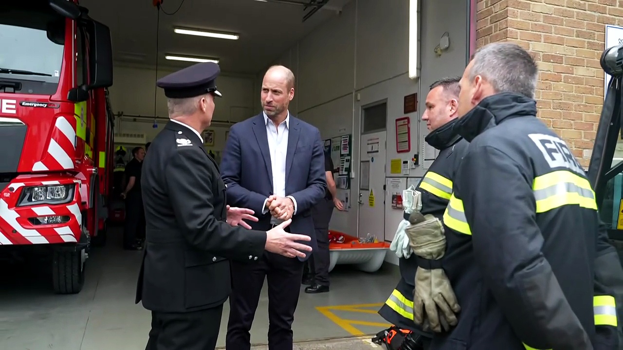 Prince William meets local fire crew in Ilminster