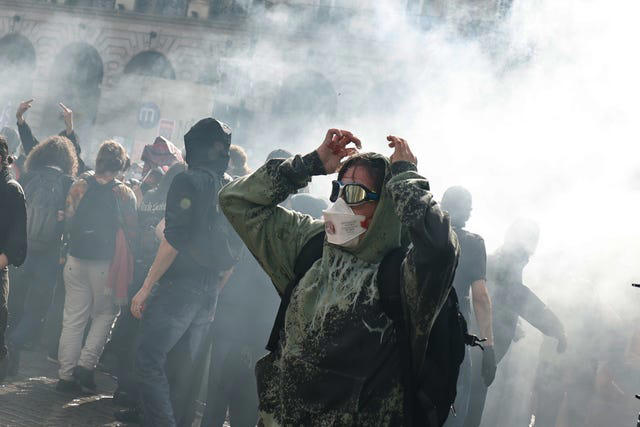 French riot police fire tear gas as more than 250,000 rally for school ...