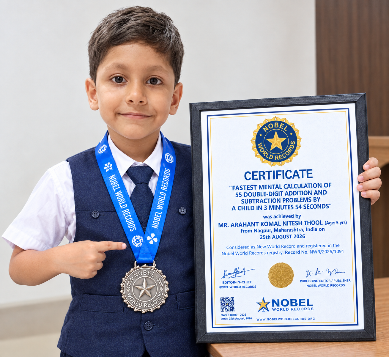City’s 5-year-old math wiz adds fourth world record to his name