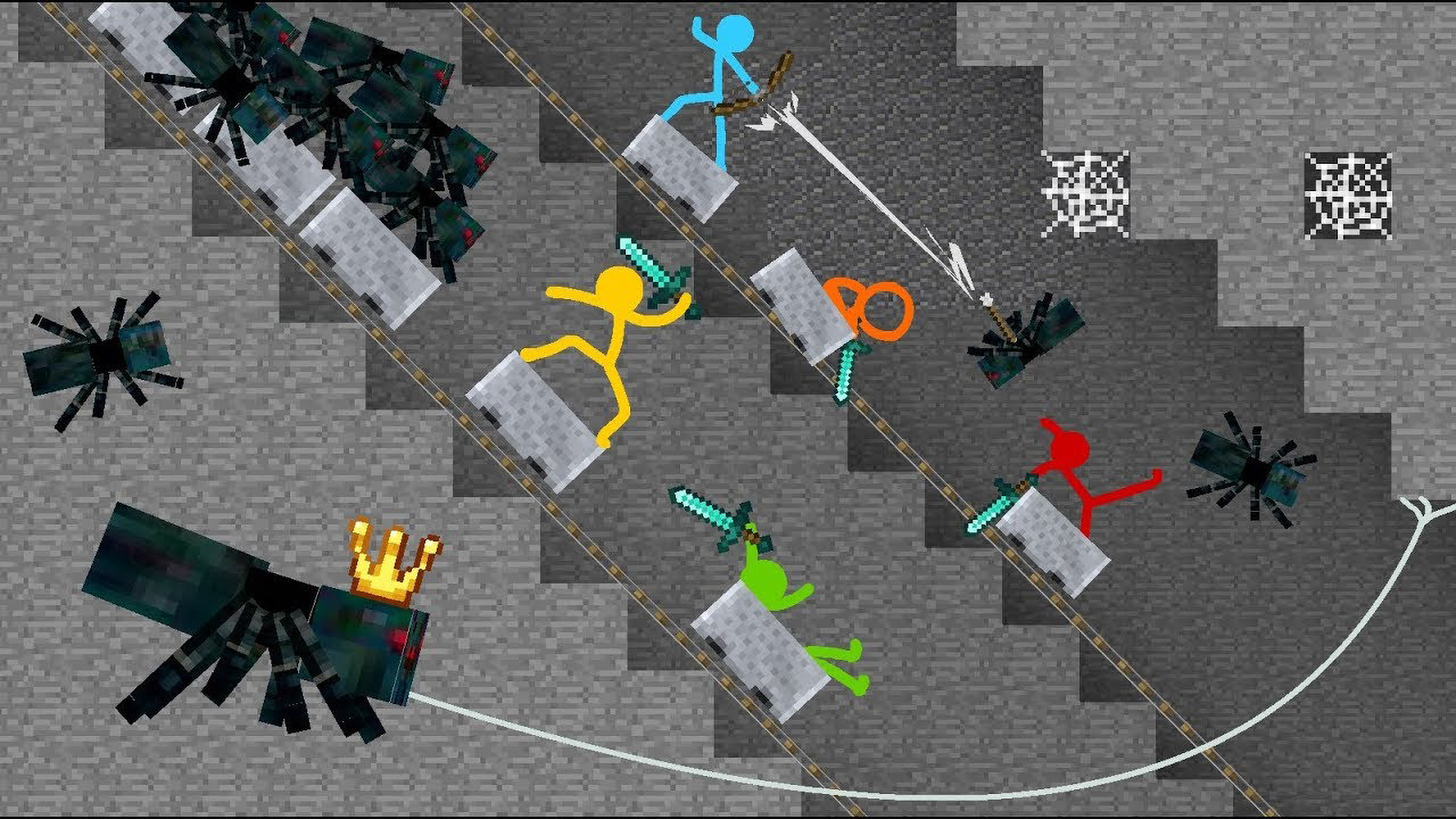 Build battle spider: Stick figures build the ultimate trap