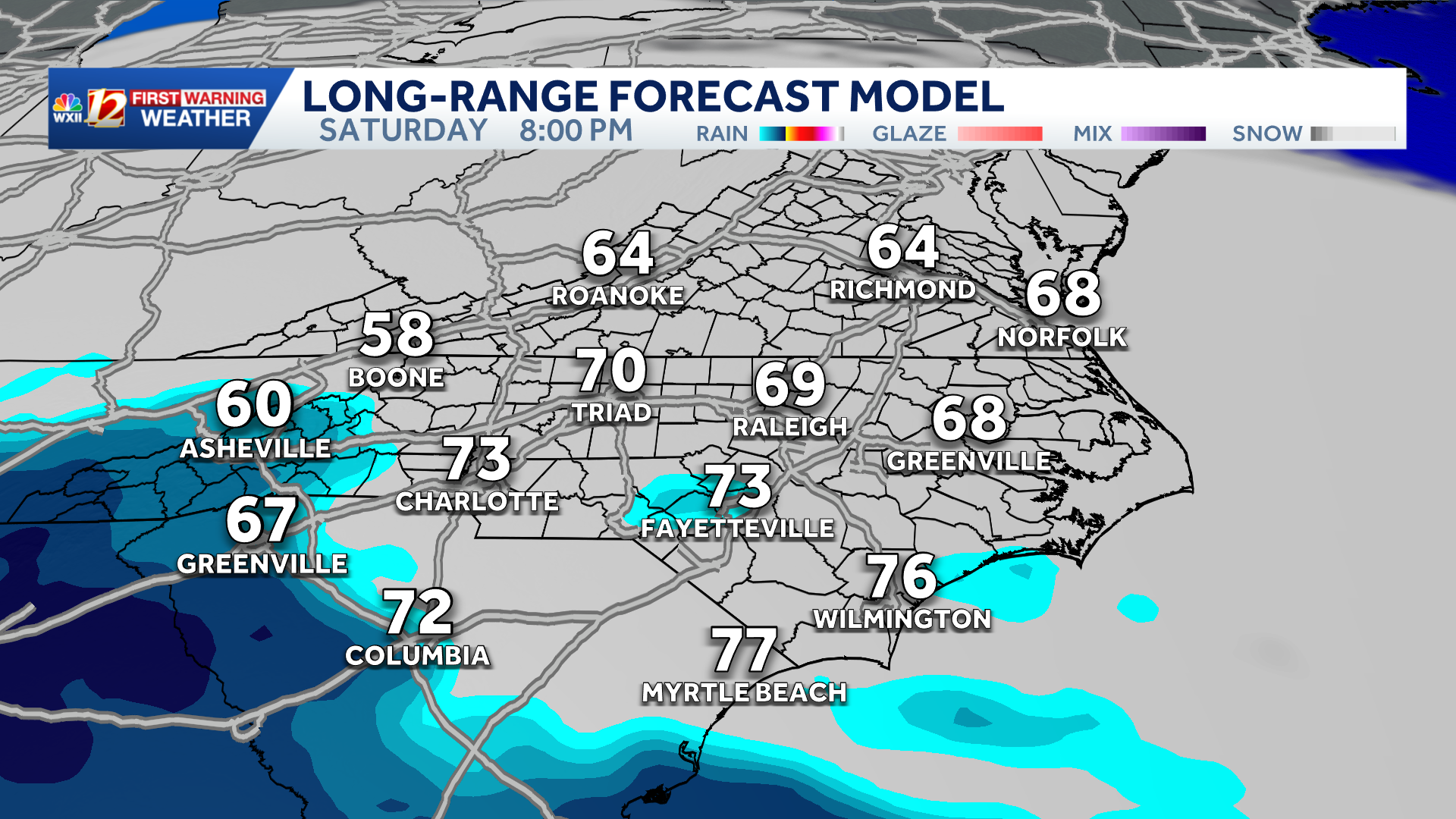Dry weather in North Carolina for now: eyes the Gulf