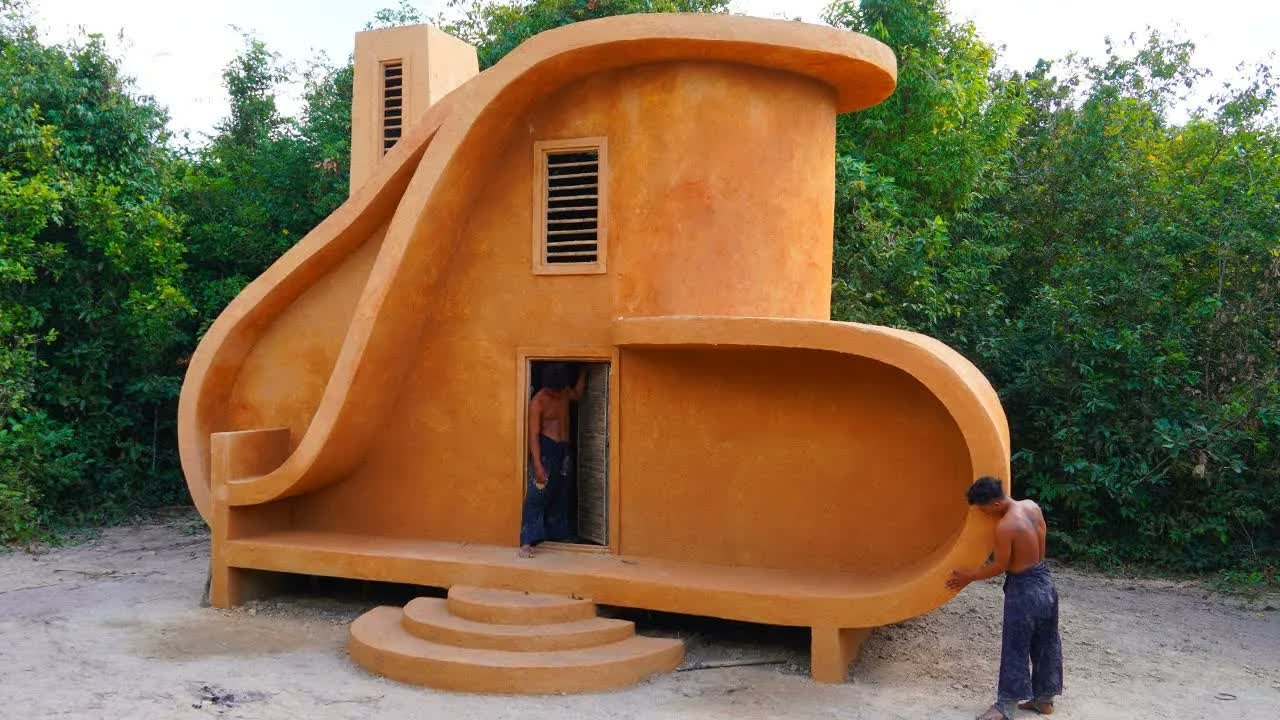 They built a 2-story underground house in 95 days with primitive tools