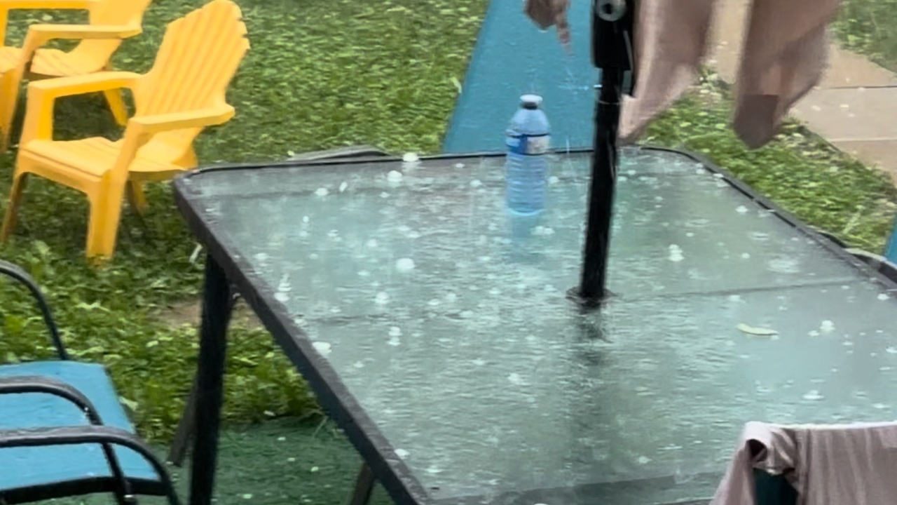 Toronto hailstorm shatters glass table and gazebo