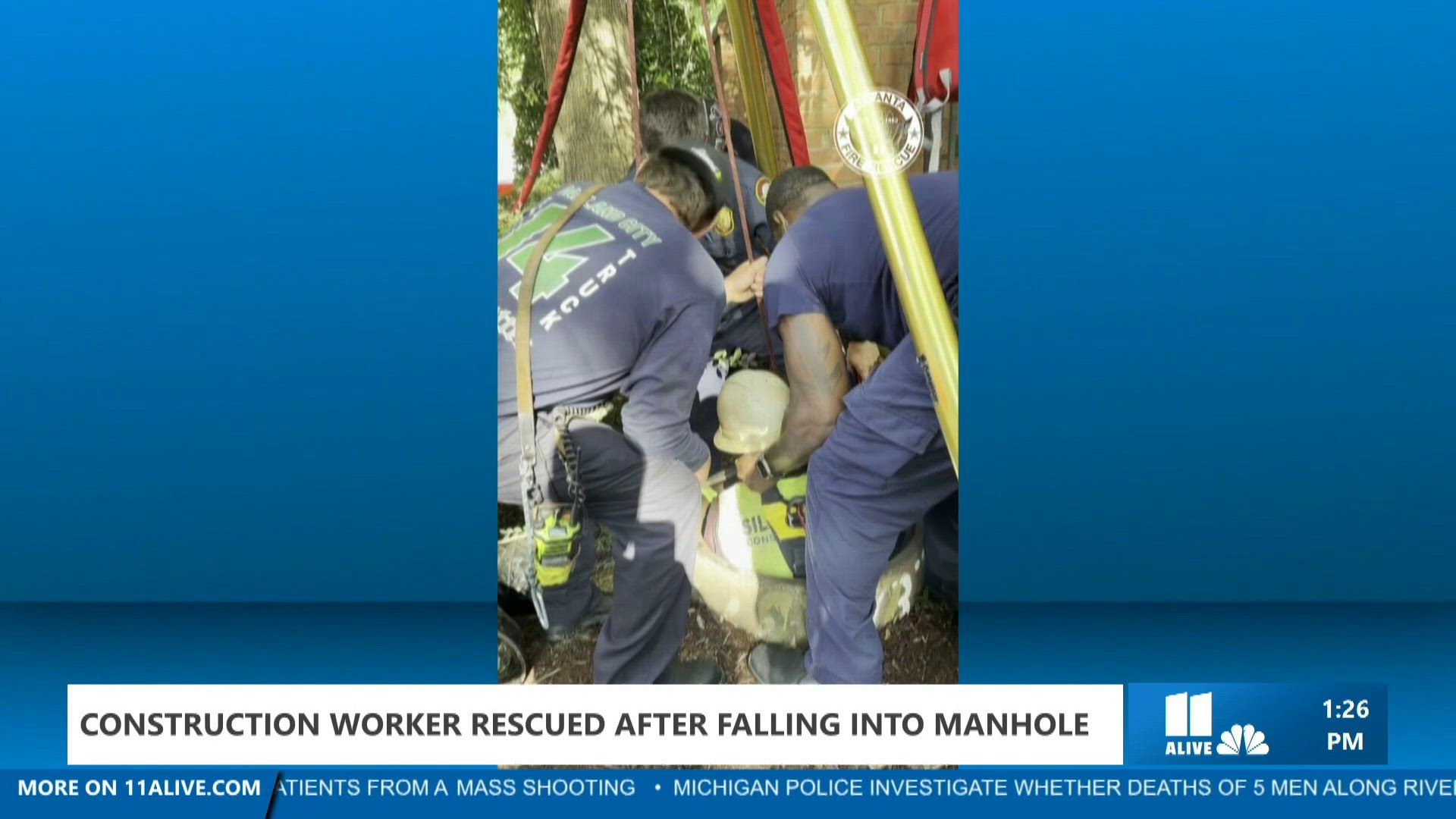 Worker rescued after fall into manhole