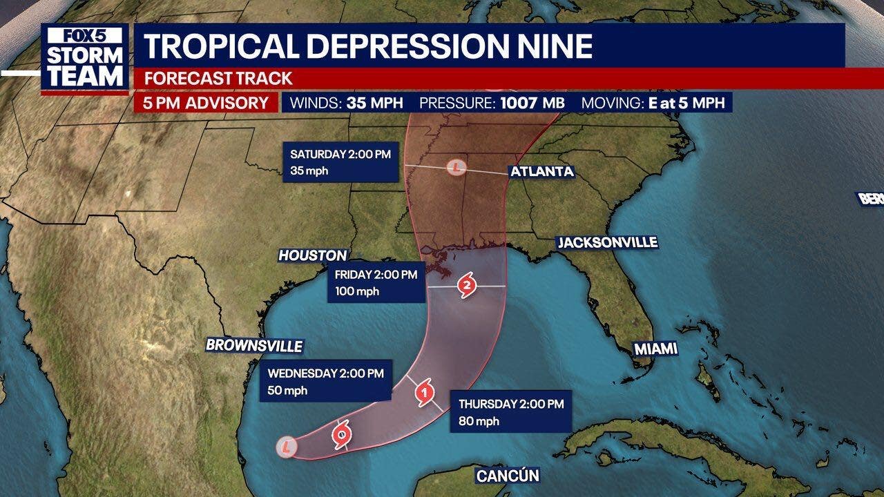 Tropical depression 9 forms in Gulf: How it will impact metro Atlanta