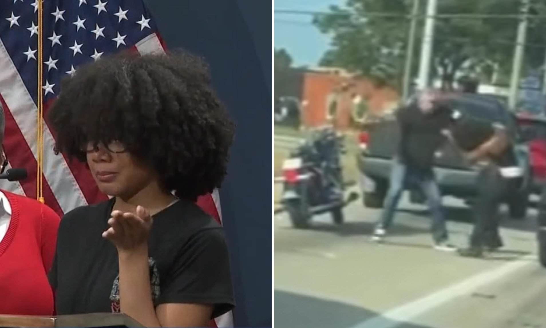 White man filmed yanking black woman by her hair and beating her with belt