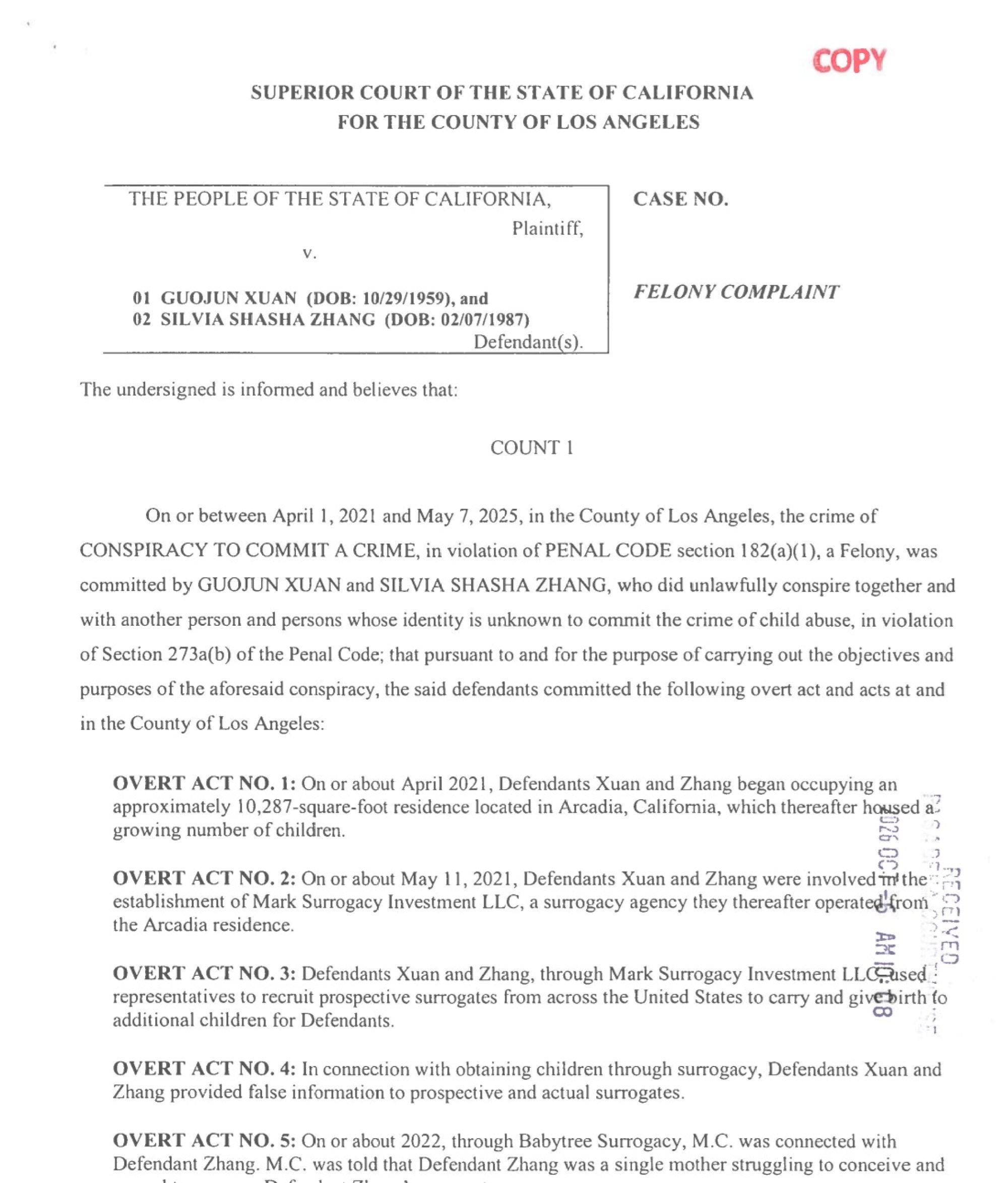 US seeks US$100 million bail each for Chinese-born couple in surrogacy ...