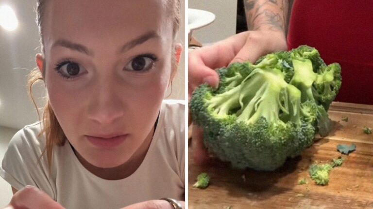 Woman rinses broccoli. Then she sees something start moving: This is ...