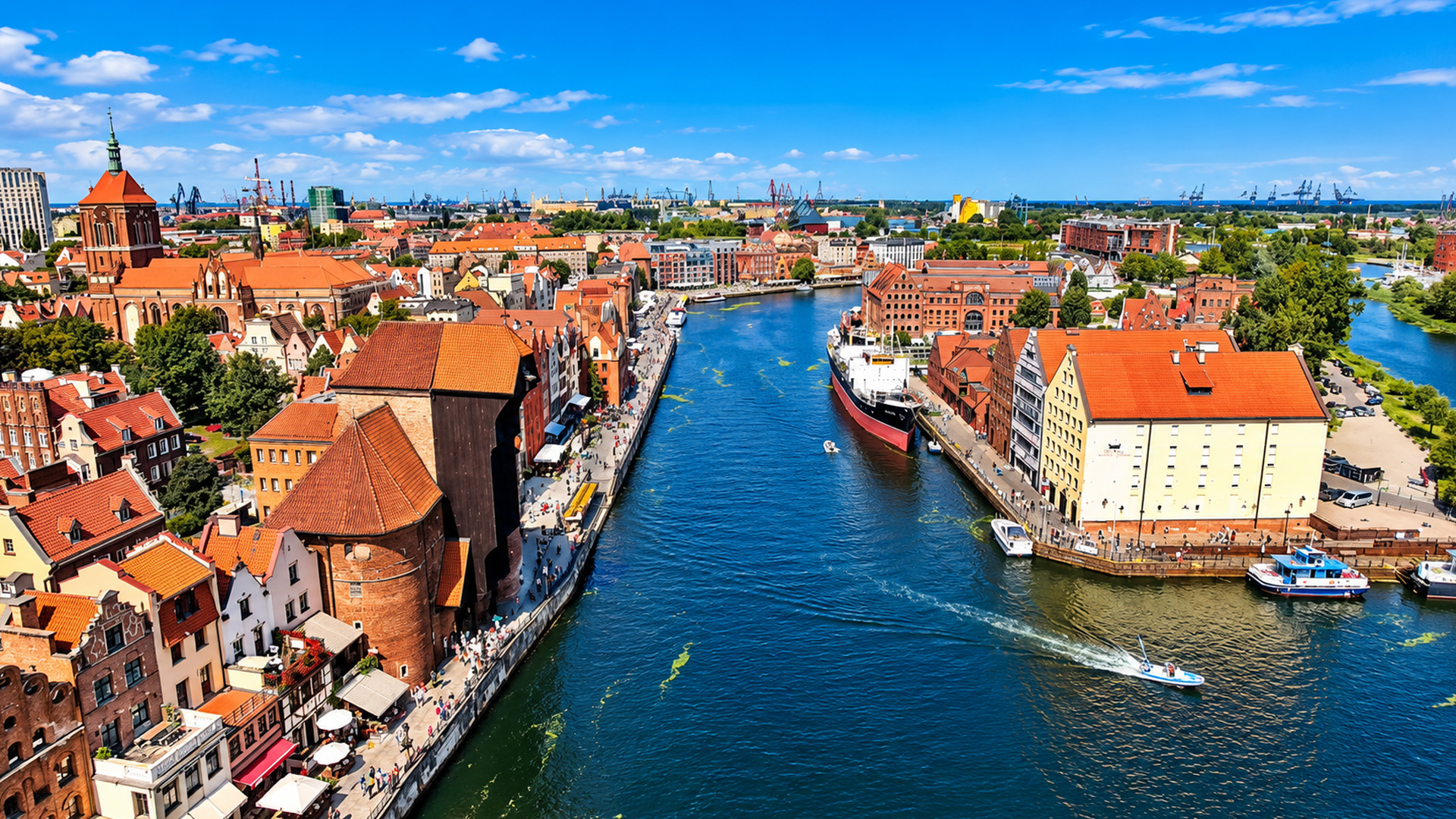 Gothic towers rising above Gdańsk’s Old Town