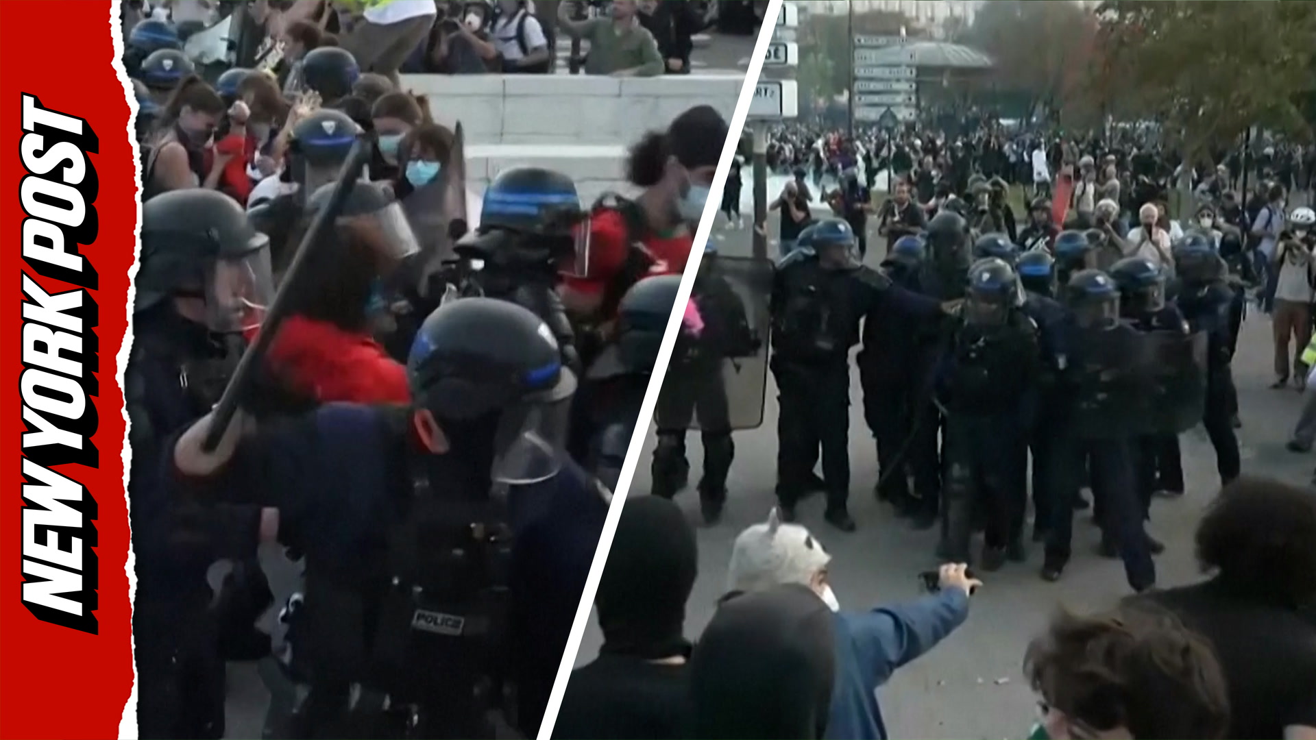 Paris riot police strike student protesters with batons during chaotic ...