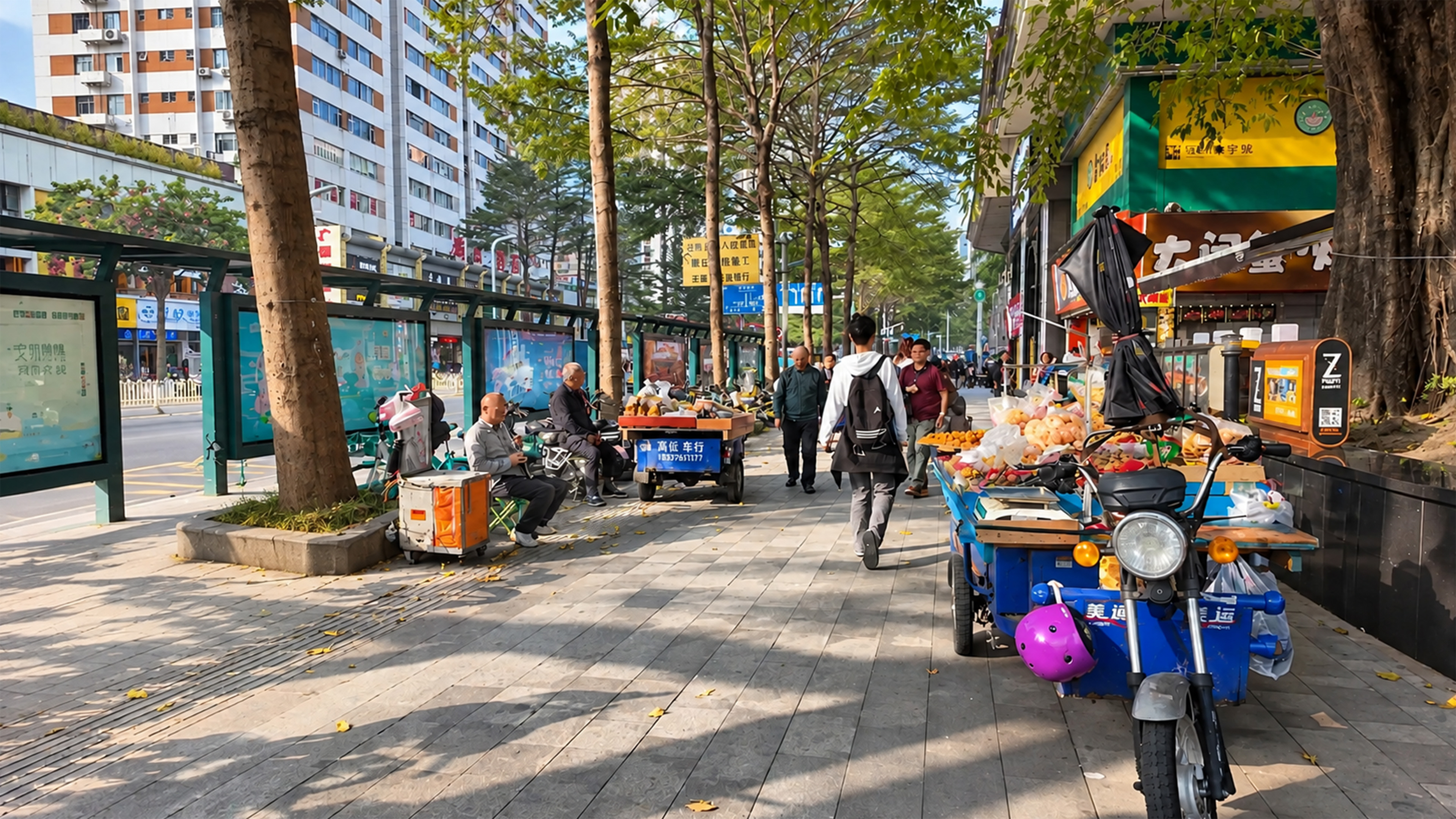 China’s busy sidewalk hides rows of small street stalls
