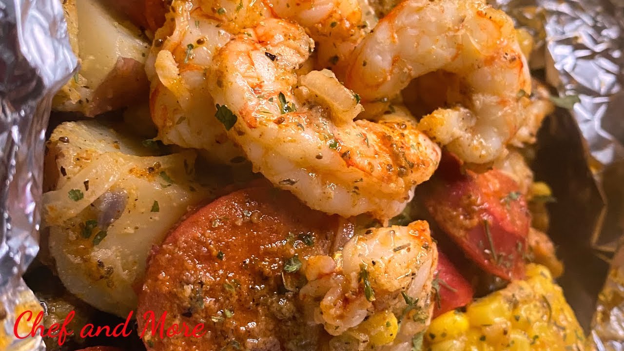 Easy oven seafood boil foil packets