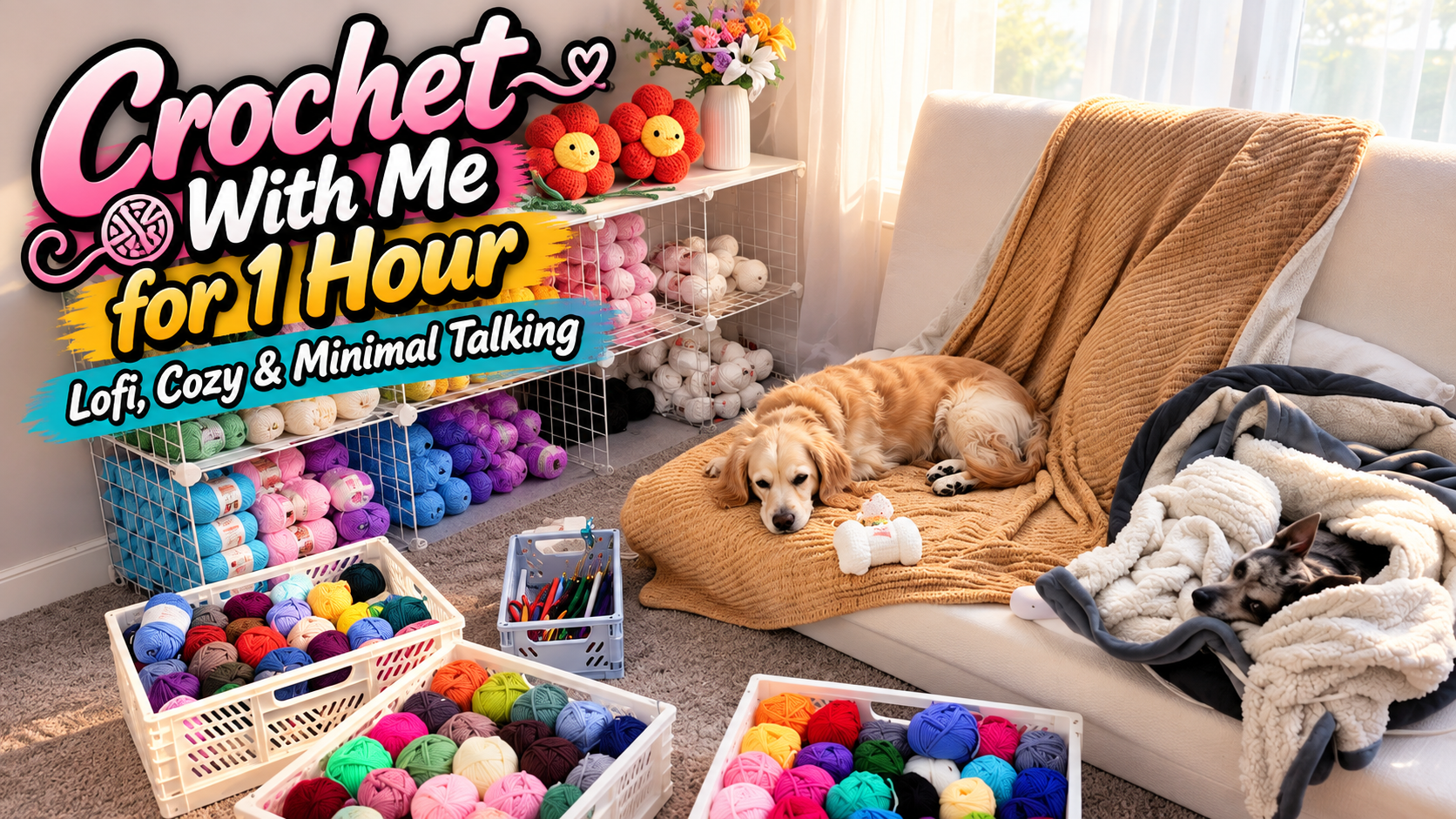 Crochet with me for 1 hour lofi, cozy & minimal talking
