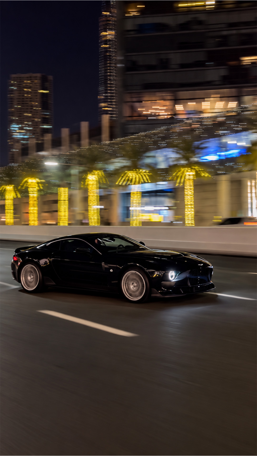 Dubai’s night lights reveal the Aston Martin Valour’s sharp lines