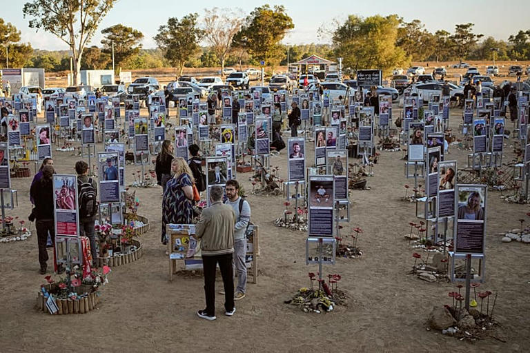People gathered at the site of the Nova music festival to remember the victims of the October 7 attack.