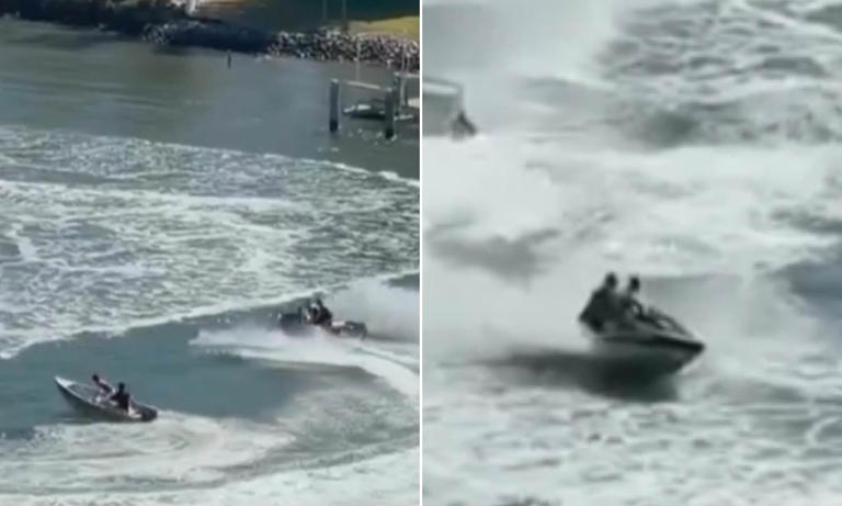 Shocking moment Aussie teen jet ski riders allegedly capsize tinnie ...