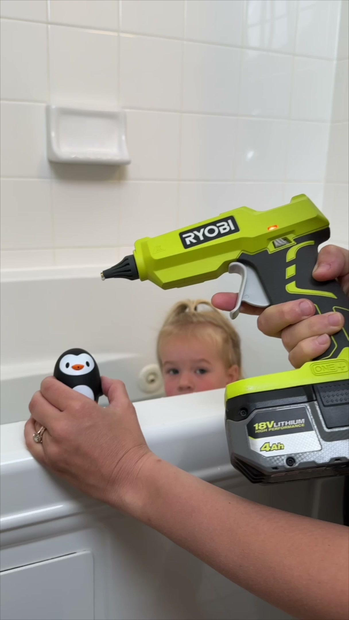 Easy bath toy hack with a glue gun