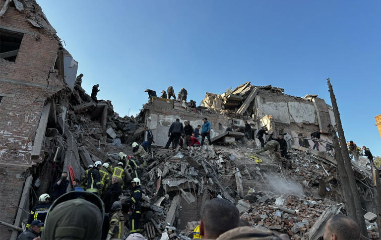 Russian strike hits Ukraine's Pryluky: Apt buildings destroyed, people ...