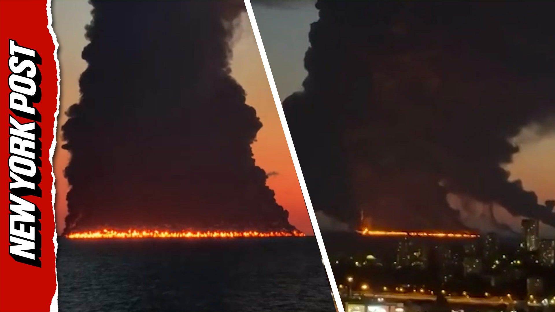 Liberian-flagged Russian shadow fleet oil tanker engulfed in flames ...