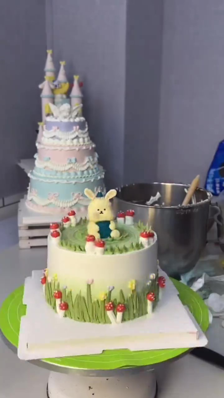 Cute bunny garden cake comes to life with whimsical details
