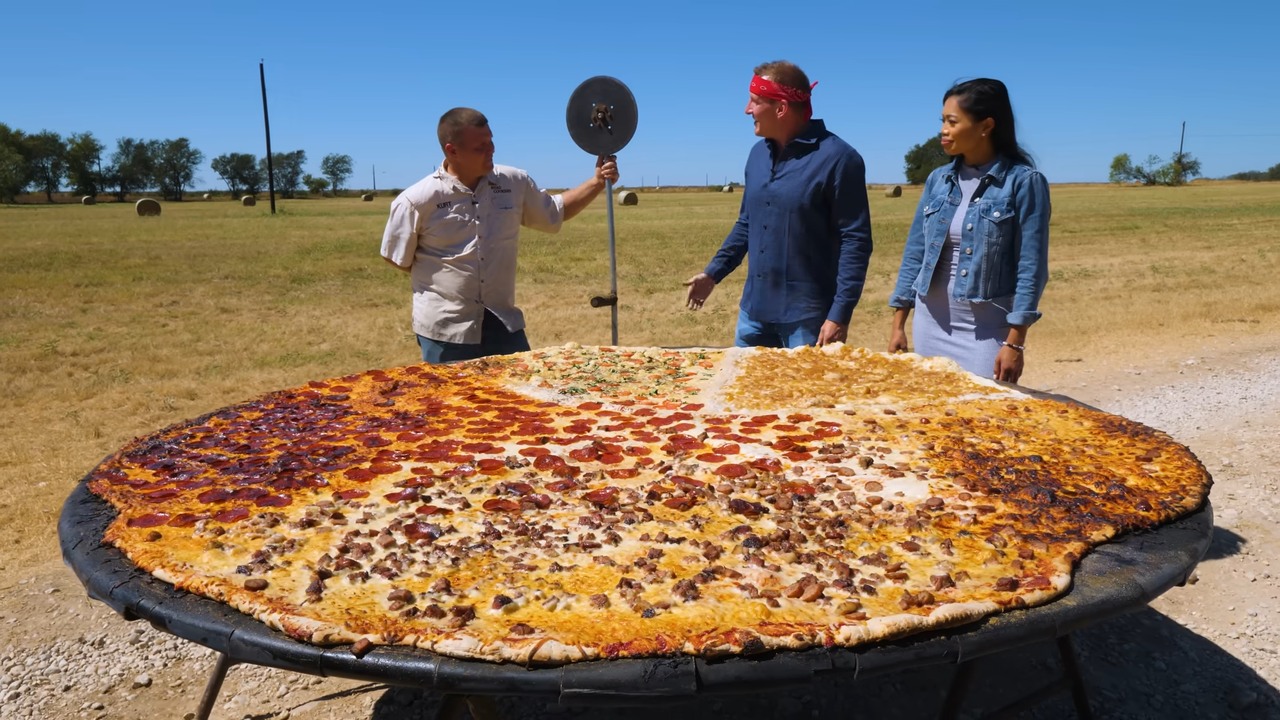 This pizza is 8 feet wide and costs $800