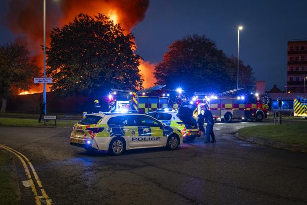 Dramatic pictures show devastating blaze at former North East library