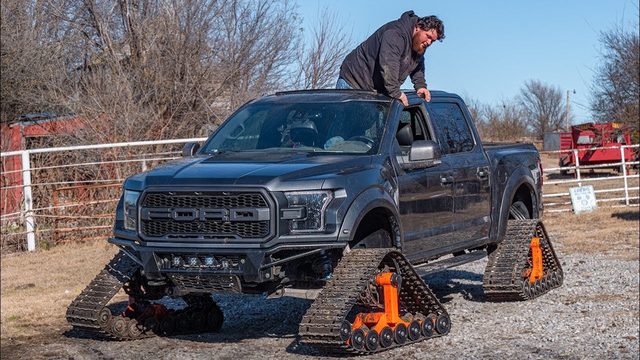 He replaced the wheels on his Ford Raptor with tank tracks - then drove ...