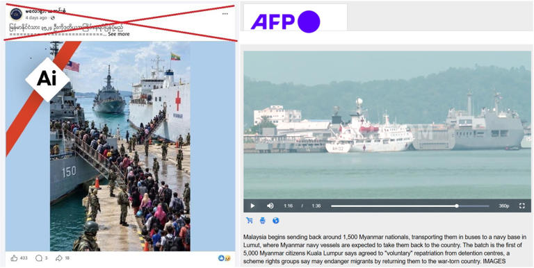 AI image misrepresented as Myanmar repatriation from Malaysia