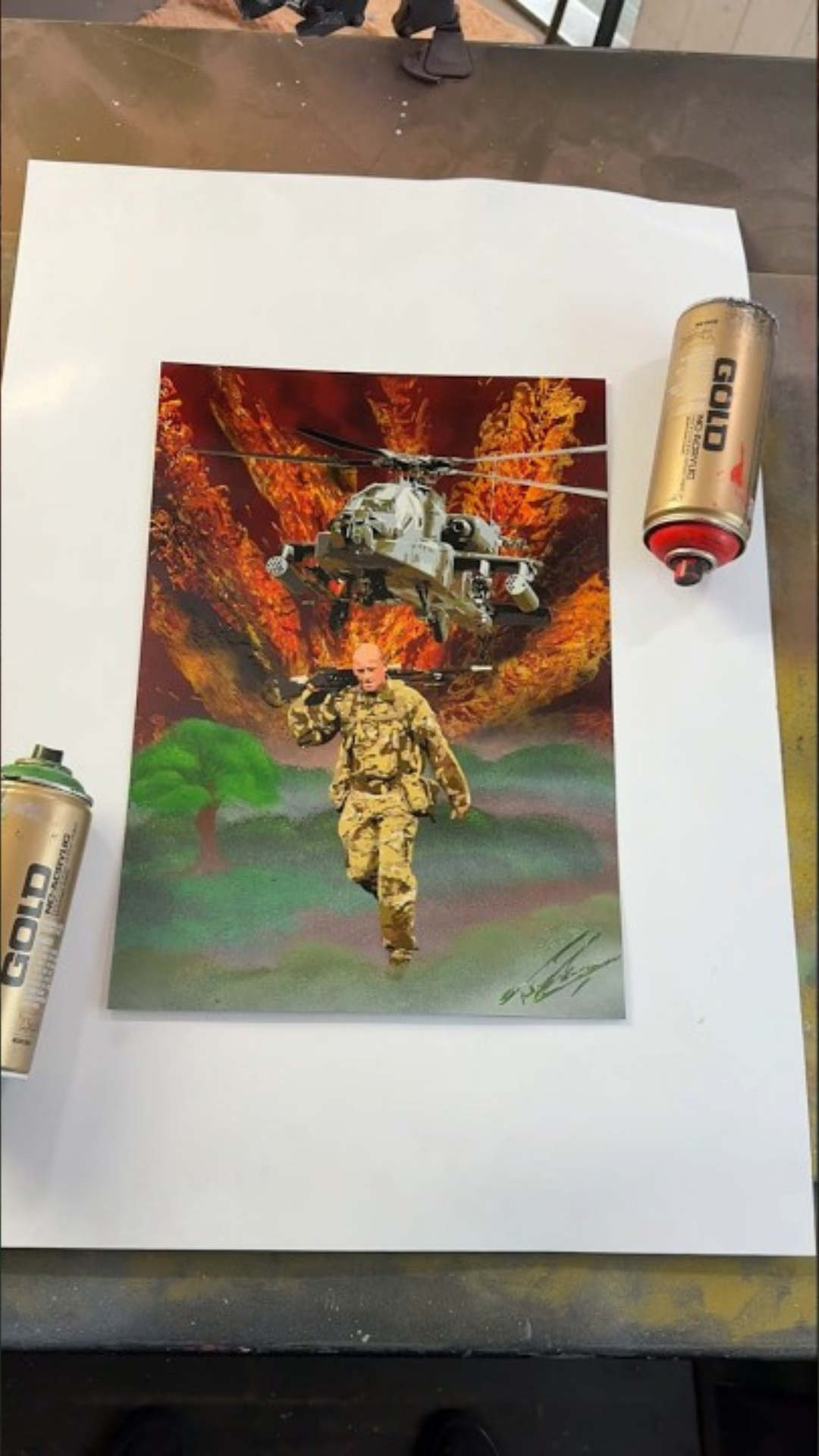 Creating a custom soldier portrait with spray paint