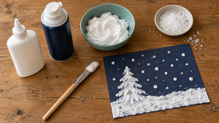 Make puffy snow paint for easy winter pictures