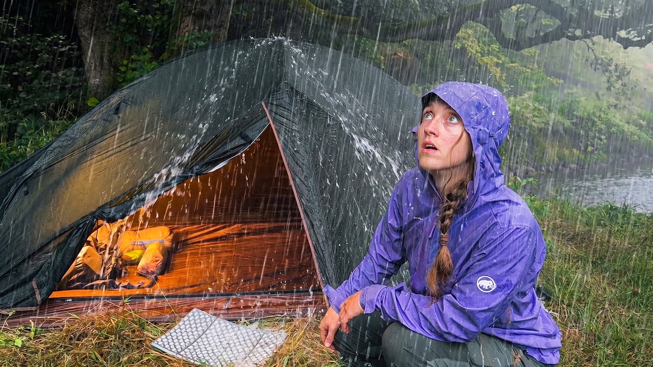 Solo wild camping in heavy rain
