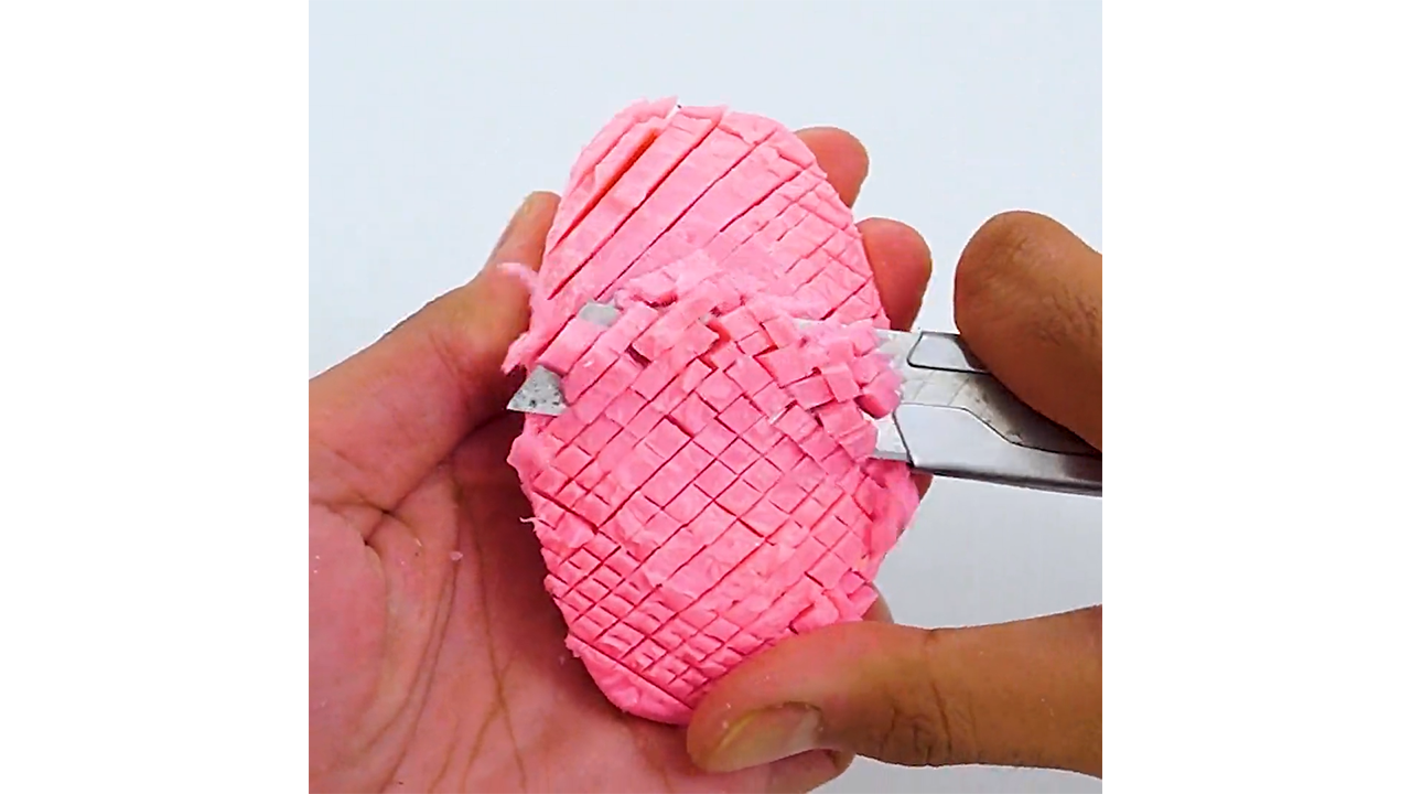 Carving rose soap grid creating cascading mini blocks