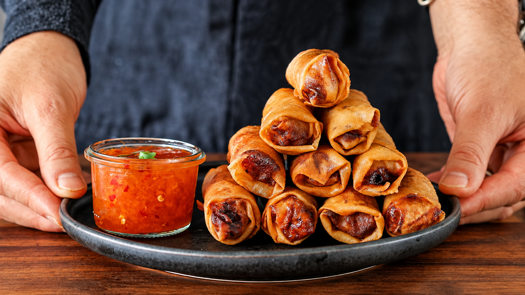 Making crispy egg rolls from scratch with homemade sweet chili sauce