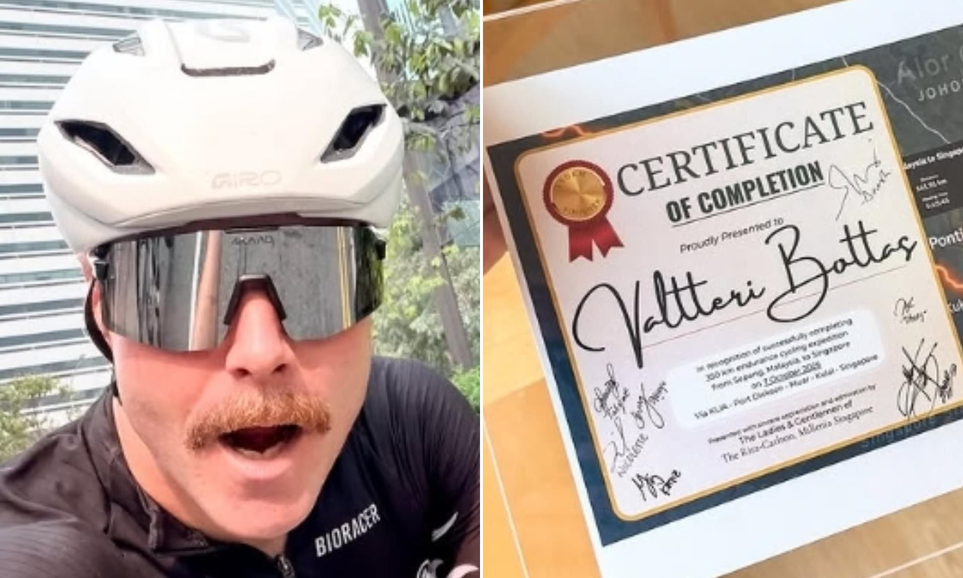 F1 star Valtteri Bottas completes epic 419km 'commute' to Singapore ...