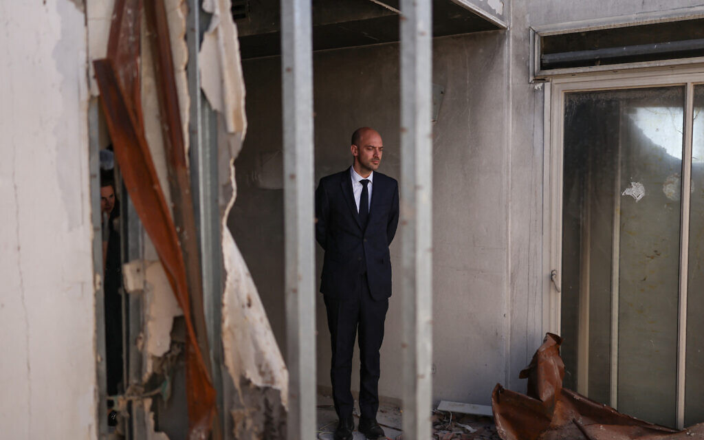 French FM visits Tel Aviv’s Hostages Square, Kibbutz Be’eri on Oct. 7 ...