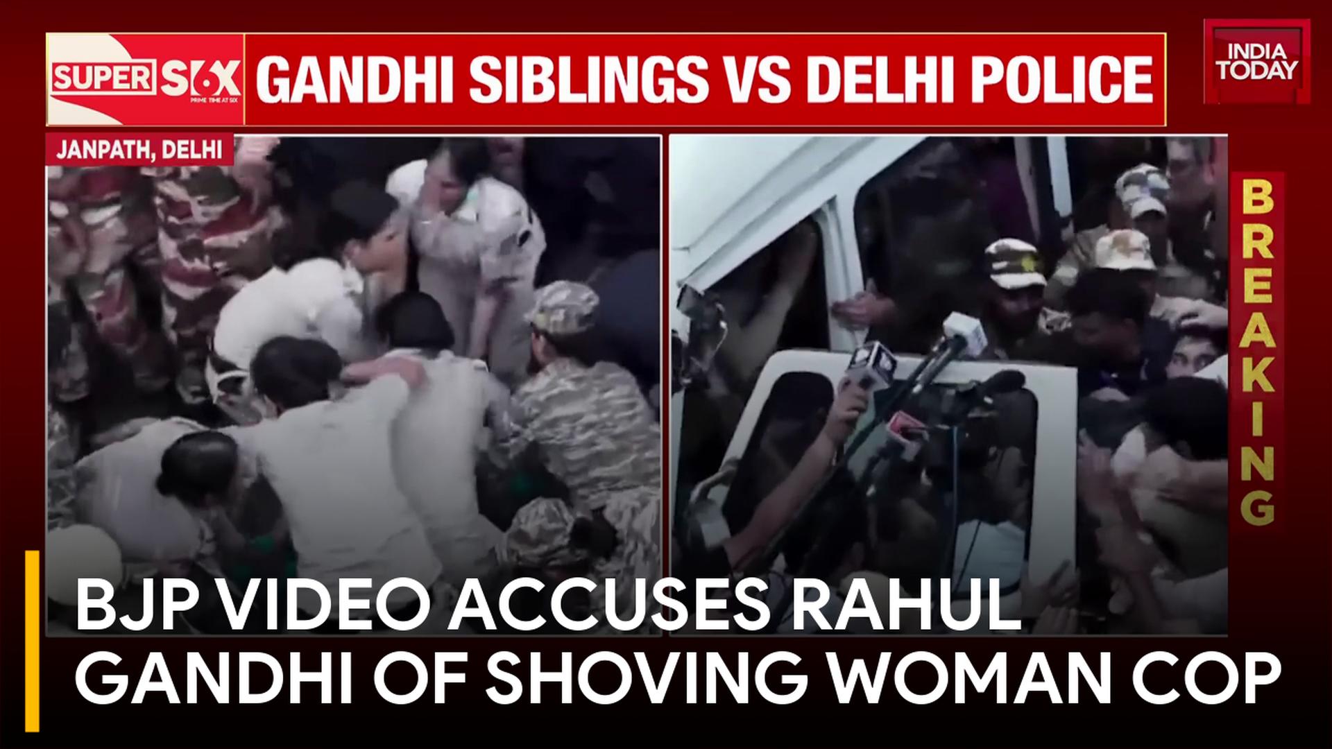 BJP shares video accusing Rahul Gandhi of shoving woman cop during ...