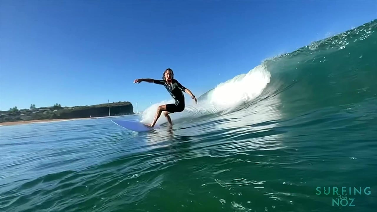 Surfing a rocky slab with friends and a POV shot that shows everything