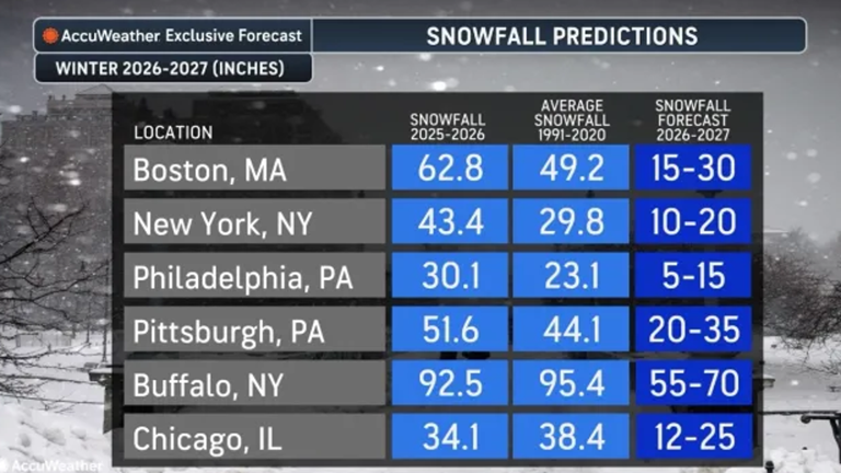 Snow map reveals states expected to see the most snow this winter