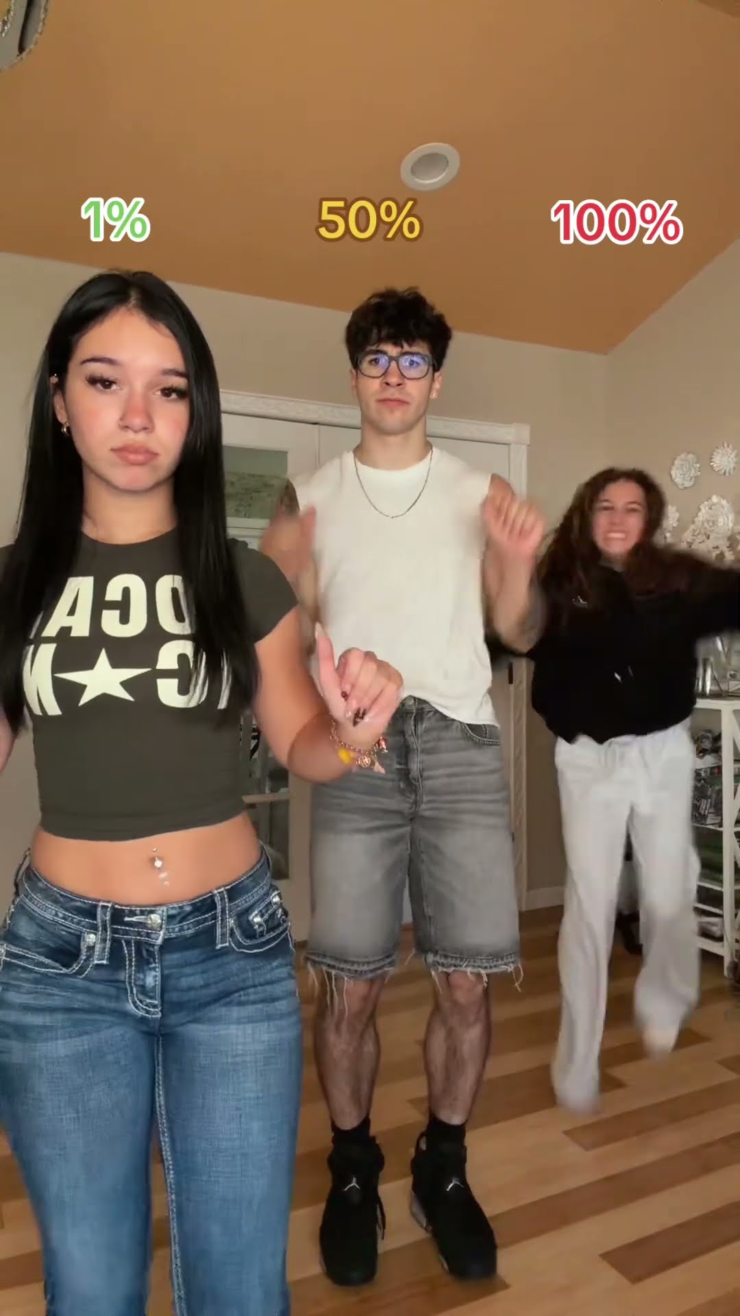 Dance energy levels: 1%, 50%, 100%