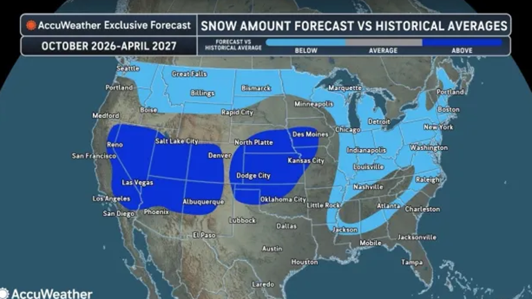 Snow map reveals states expected to see the most snow this winter