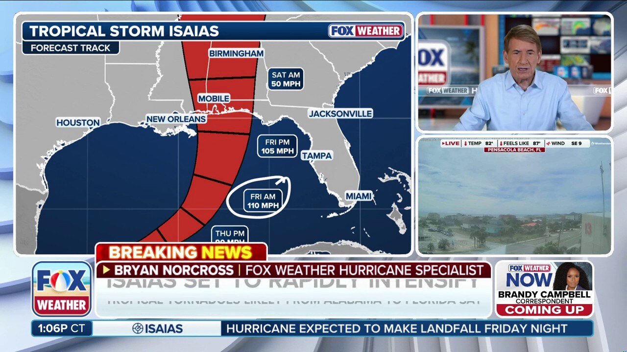 Tropical Storm Isaias gains strength as it continues to develop in the Gulf