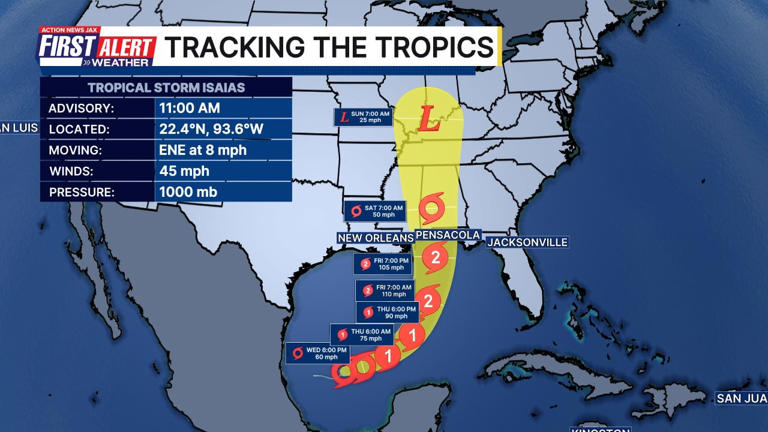 Tracking tropical storm Isaias: 5 p.m. update