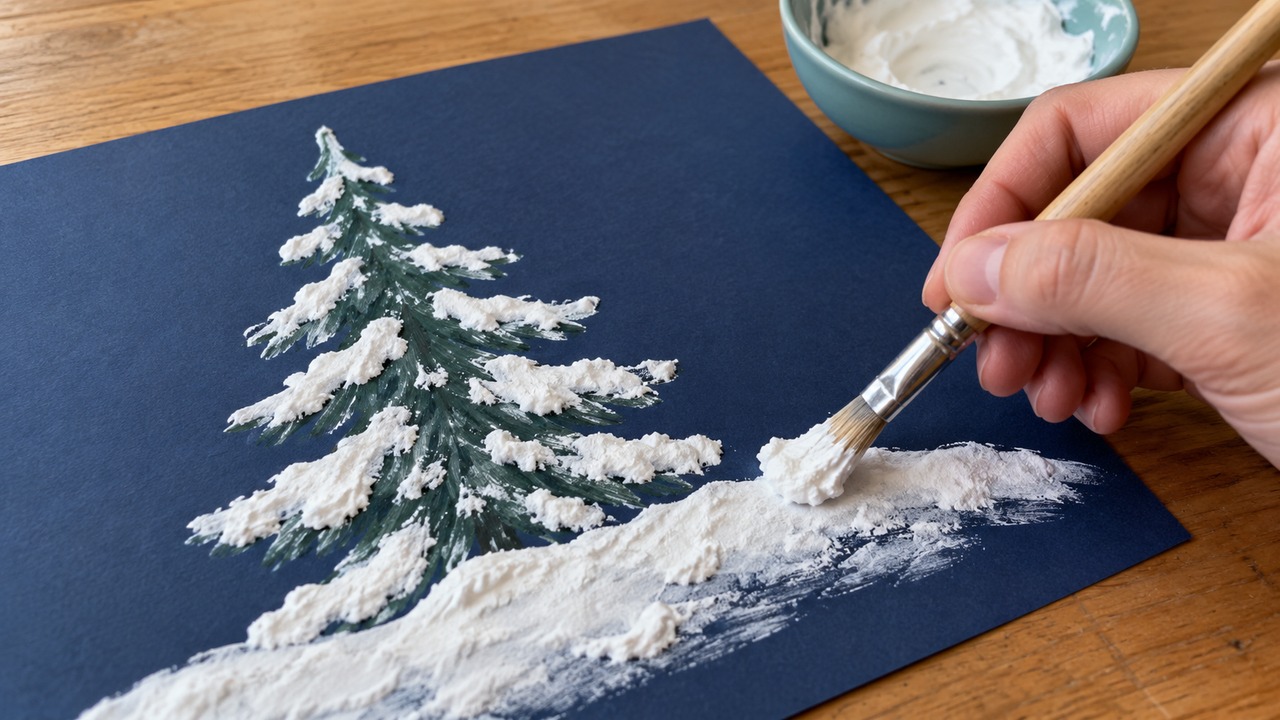Make puffy snow paint for easy winter pictures