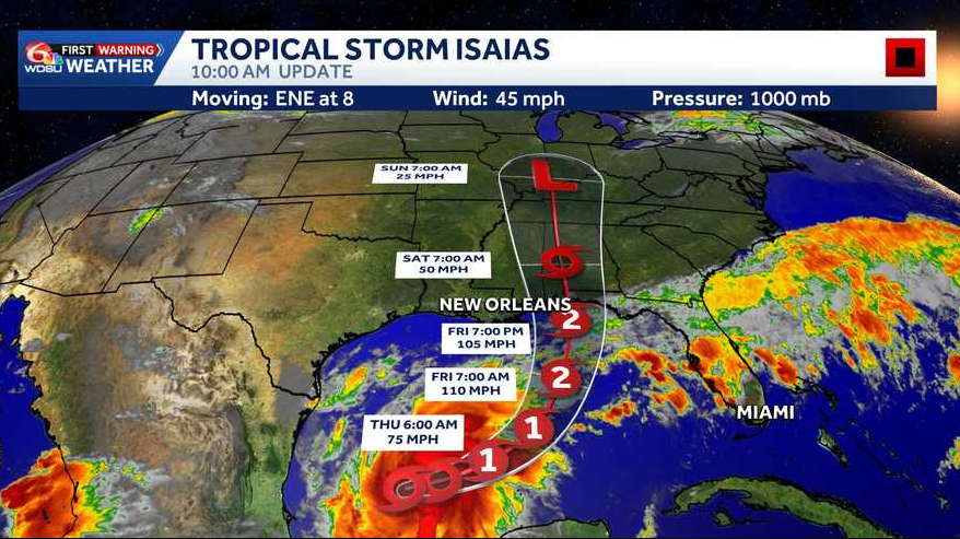 Tracking Tropical Storm Isaias: Interactive storm radar, latest cone ...