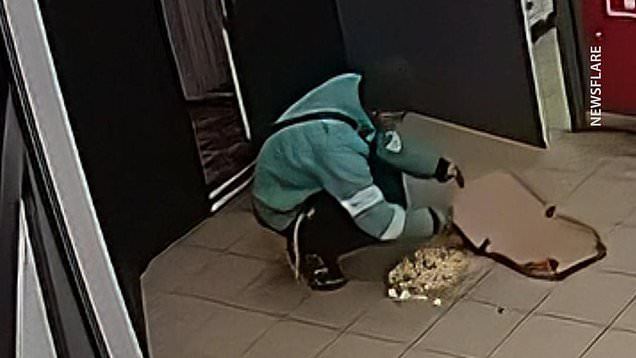 Delivery guy drops pizza and still delivers it