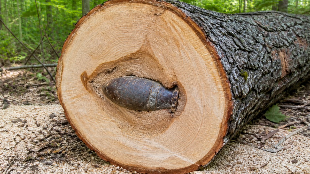 100-year-old ash tree is cut open and something strange appears inside