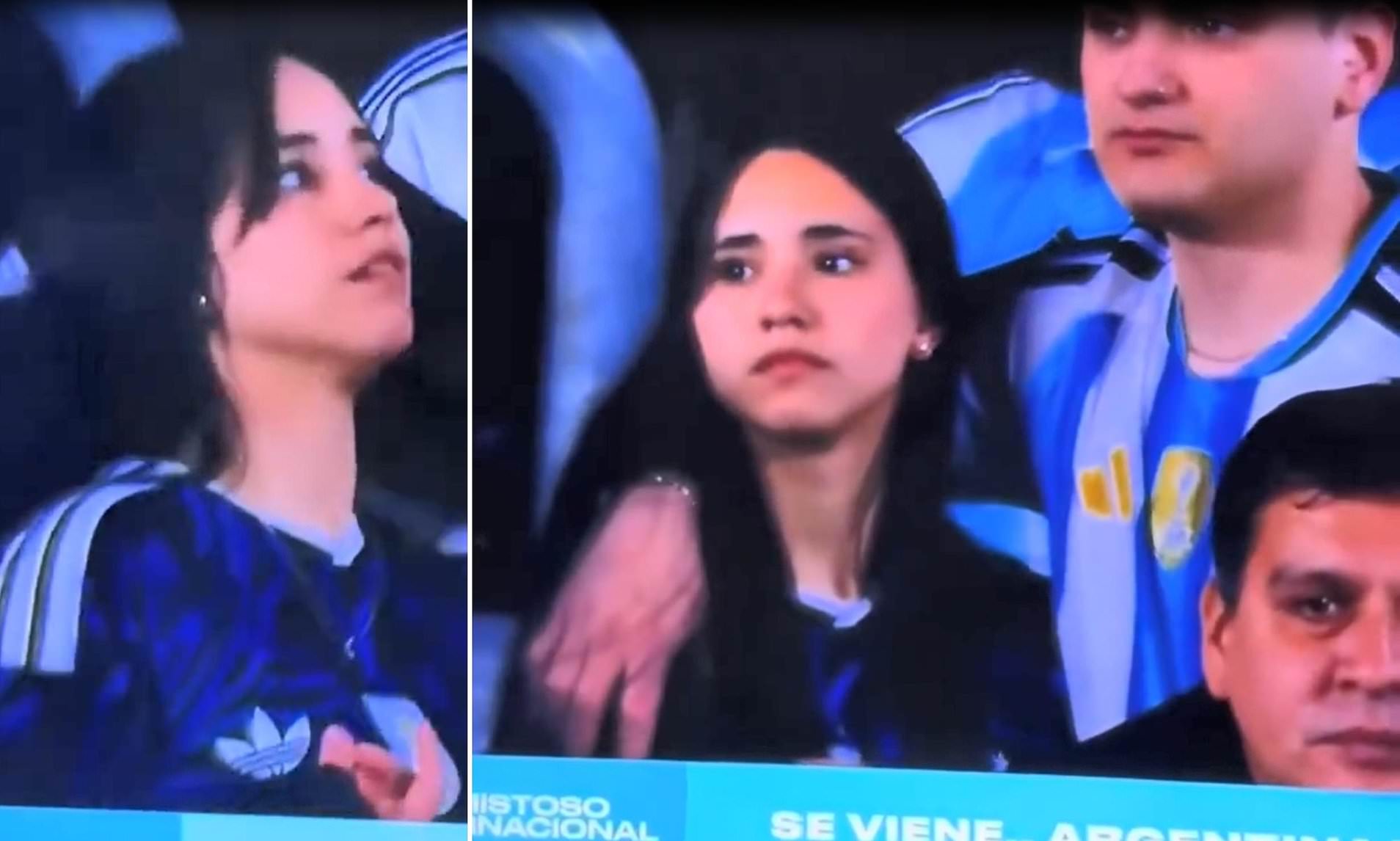 Female football fan separates herself from 'boyfriend' at Lionel Messi ...