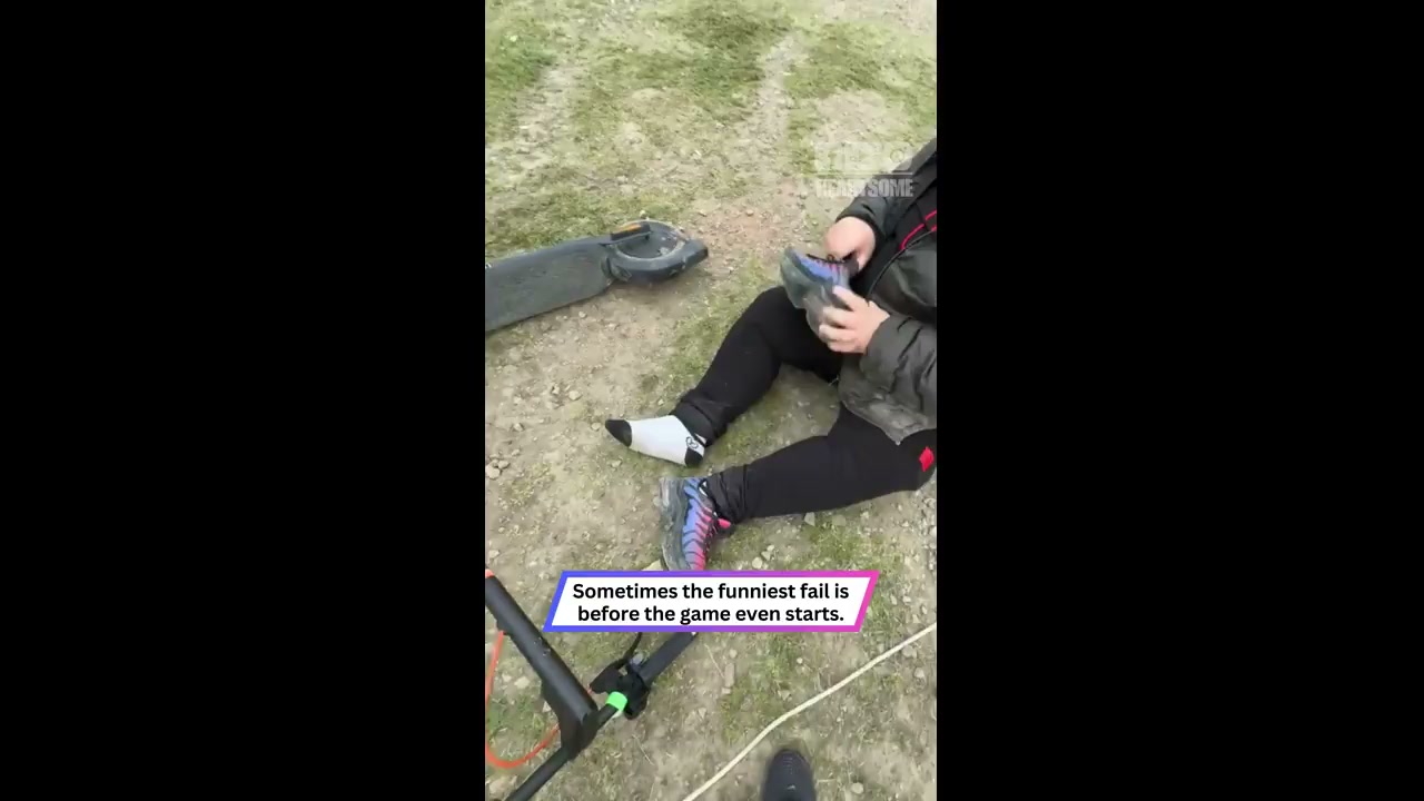 Child's attempt at kicking machine results in humorous mishap
