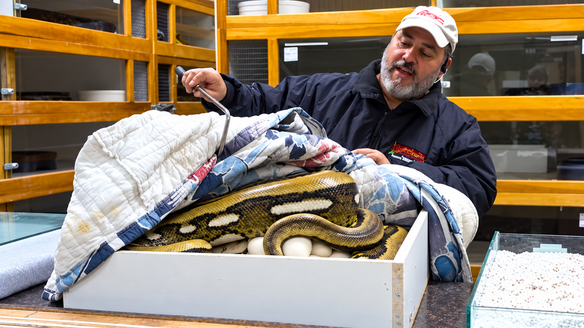 Angry python needs a blanket to calm down